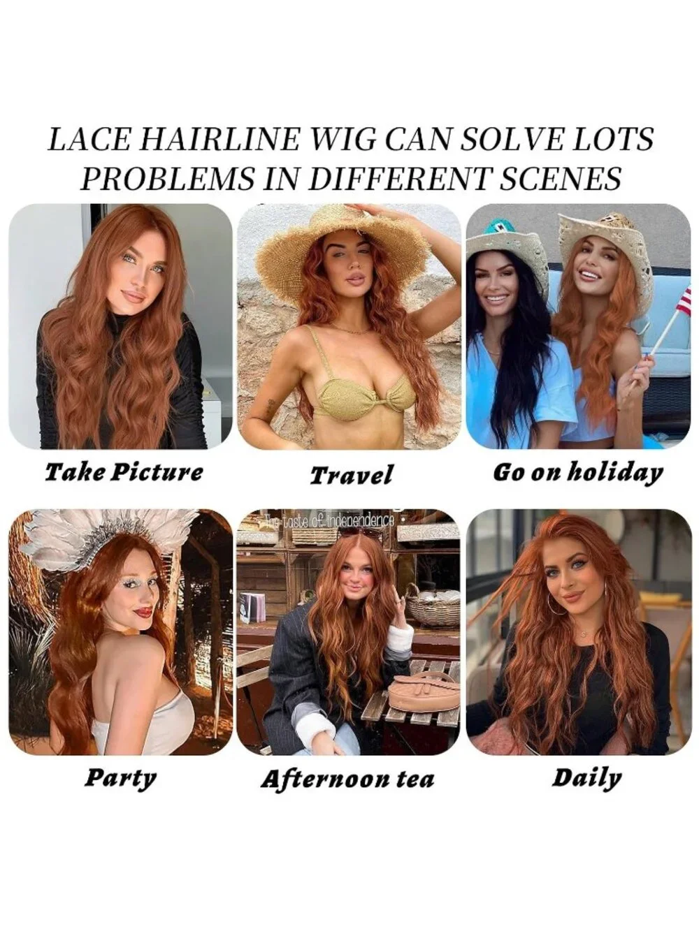 Women's Auburn Lace Hairline 26 Inch Synthetic Heat Resistant Wavy Wigs